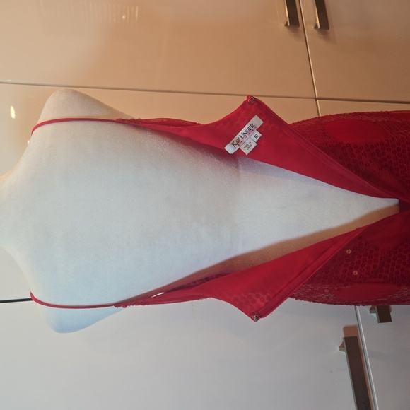 Kay Unger Sequins Polka Dot Sleeveless Slip Dress Womens Size 10 Red - Picture 5 of 10